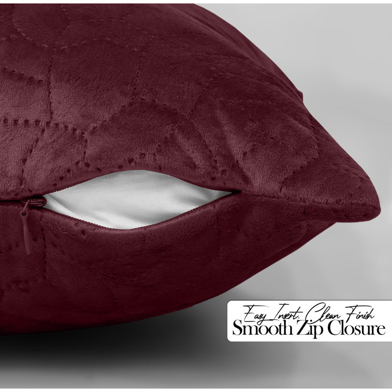 Pebble Pattern Velvet Cushion Covers, Set of 2 – Textured Plush Scatter Pillow Covers for Sofa, Bed & Living Room , Burgundy