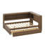 Structure de lit d'angle double en bois avec tablettes de rangement et 2 portes coulissantes, structure de lit d'angle double avec 2 tiroirs, lumières DEL et station de charge-797183606