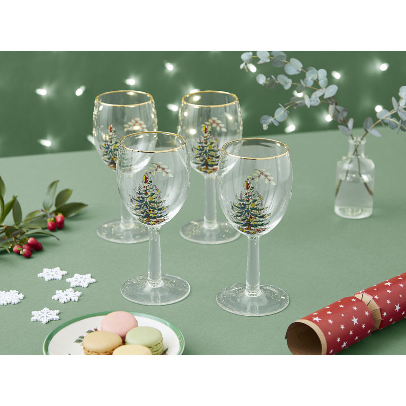 Spode Christmas Tree Wine Glasses 13 Oz