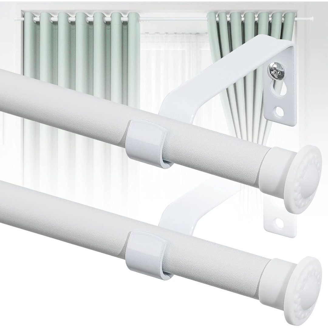 76cm Straight Tension Shower Curtain Rod & Hook Set
