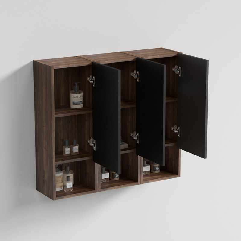 Armoire de rangement murale noire et noyer flottante, armoire de rangement murale pour petits espaces, KD