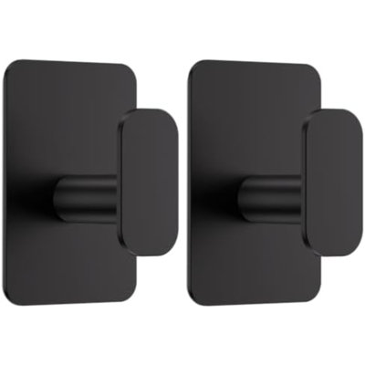 Large Heavy Duty Wall Hooks - 26lb Max, Stainless Steel Adhesive Towel Hooks for Hanging Towel, Coat, Robe, Hat, Sticky Towel Holder for Wall Mount in Bathroom, Shower, Kitchen(White, 2 Pack)