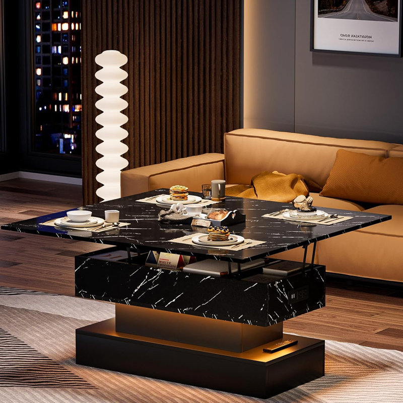 3 in 1 Multifunctional Coffee Table with Hidden Compartments, Black