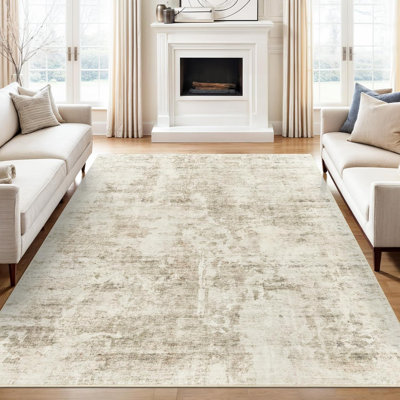 Tapis moderne lavable antidérapant (beige)