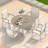 Outdoor Round Patio Dining Table, All Weather Metal Dining Table With Umbrella Hole For Deck Lawn Garden Backyard-496114702-493248486