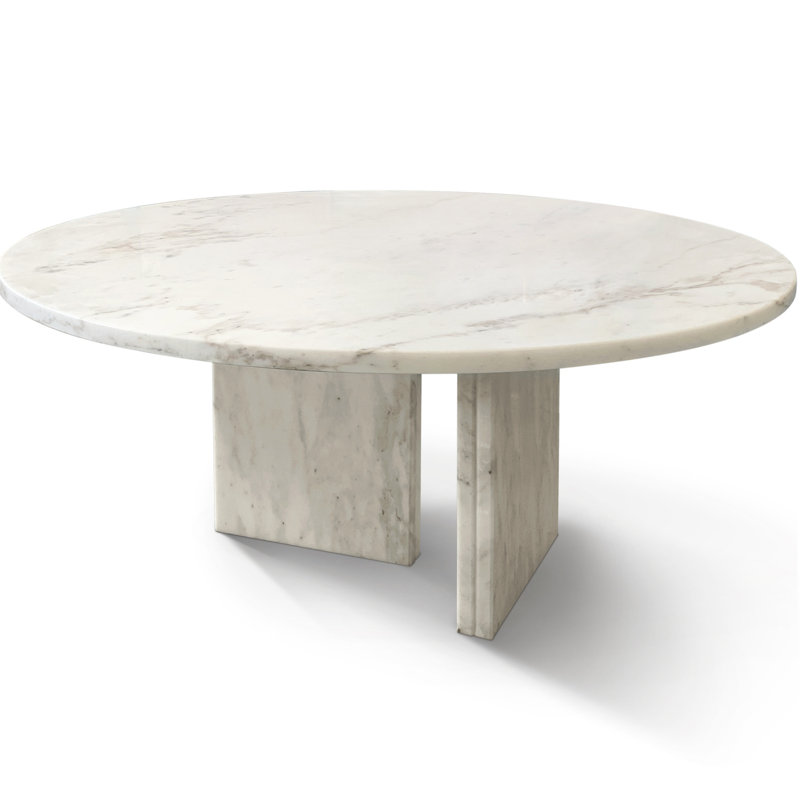 Table basse en marbre, petite table, table de salon, Blanc/naturel