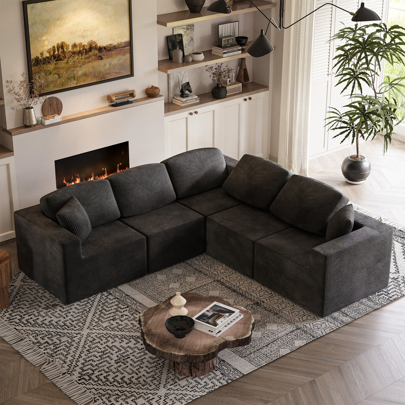 Boneless U-Shaped Modular Sectional Sofa, Cloud L-Shaped Sectional Couch with Deep Seat for Living Room Bedroom