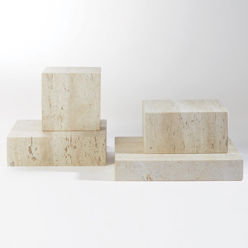 Travertine Cube Riser-Sm, 6" H x 6" W x 6" D
