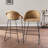 Walter Wicker Counter Stool with Iron Frame