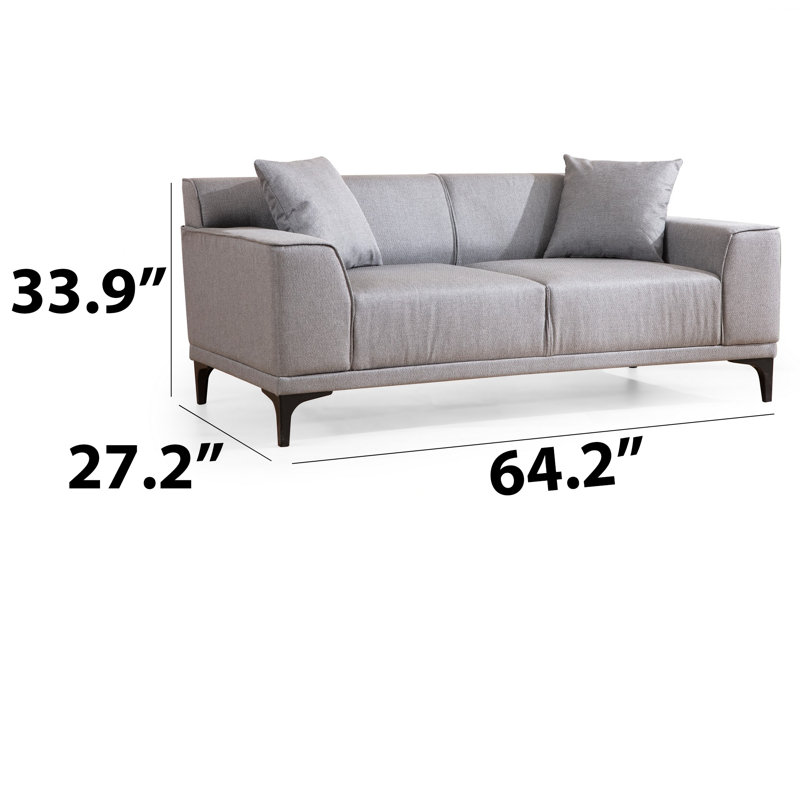 Canapé Tice, Gris clair, H 33,9 po x l 64,2 po x P 27,2 po