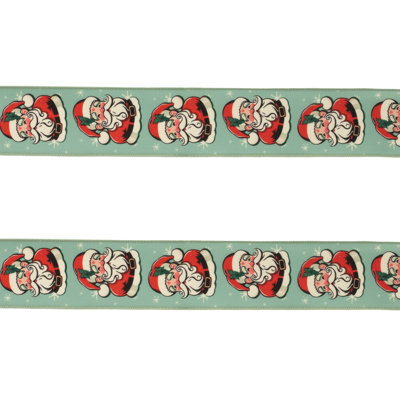 Nostalgic Santa Print Wired Ribbon