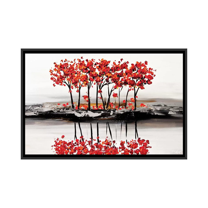« red fleur », impression sur toile, H 18 po x l 26 po x P 1,5 po, Toile avec cadre noir