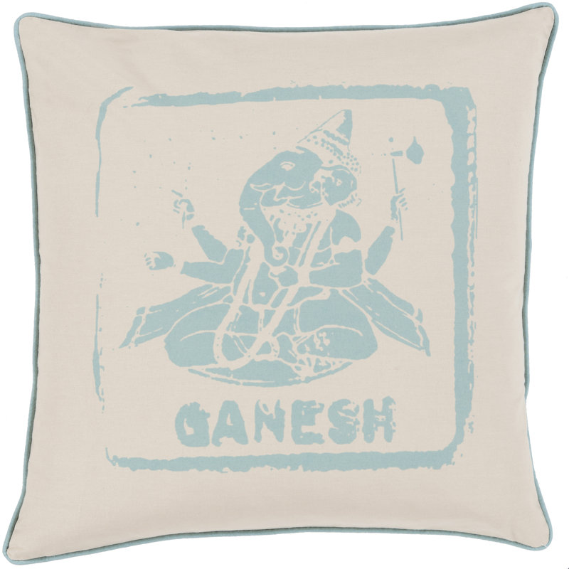 Cotton Throw Pillow, 18" H x 18" W x 4" D, Teal/Khaki, No Fill