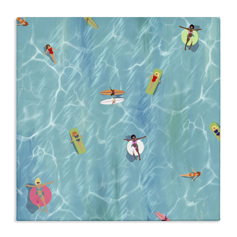 "Vue aérienne de personnes nageant par Ashley Singleton", impression sur toile tendue, H 17 po x l 17 po x P 1,5 po
