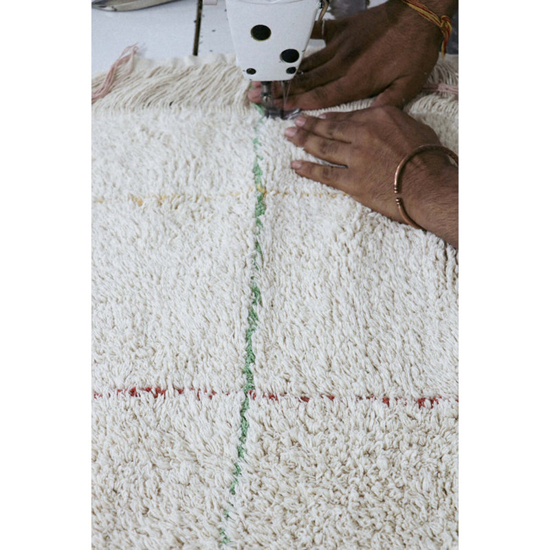 Growing Up On A Farm Hand Tufted Cotton Washable Plaid Indoor Rug, Rectangle 4'7" x 6'7"