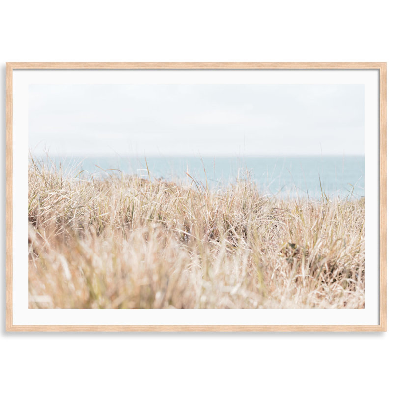 Sea Ranch Wild Grass Print by Carly Tabak, 25" W x 18" H, Natural Wood