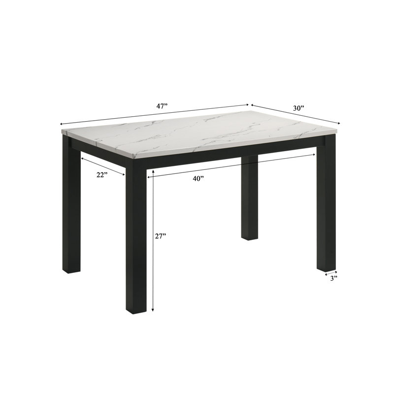 Chaises rembourrées en peluche de 5 pièces avec dessus en faux marbre blanc et gris anthracite