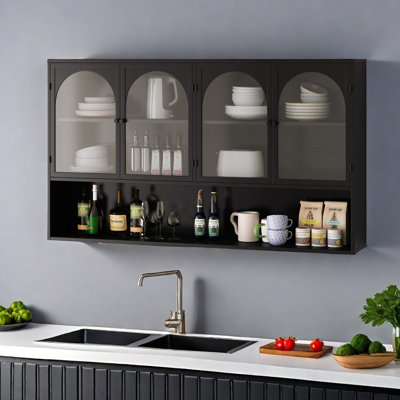 Four-Door Glass Wall Cabinet Storage