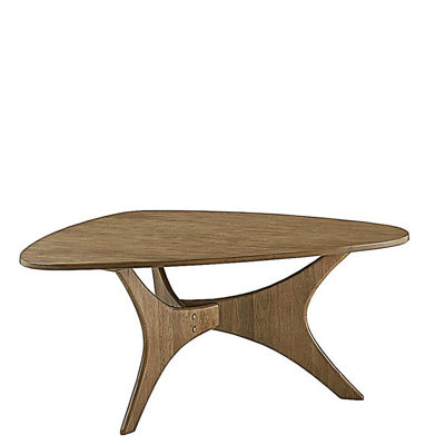 Stylish Triangle Wood Coffee Table with Natural Elm Finish and Assembly Tools Included