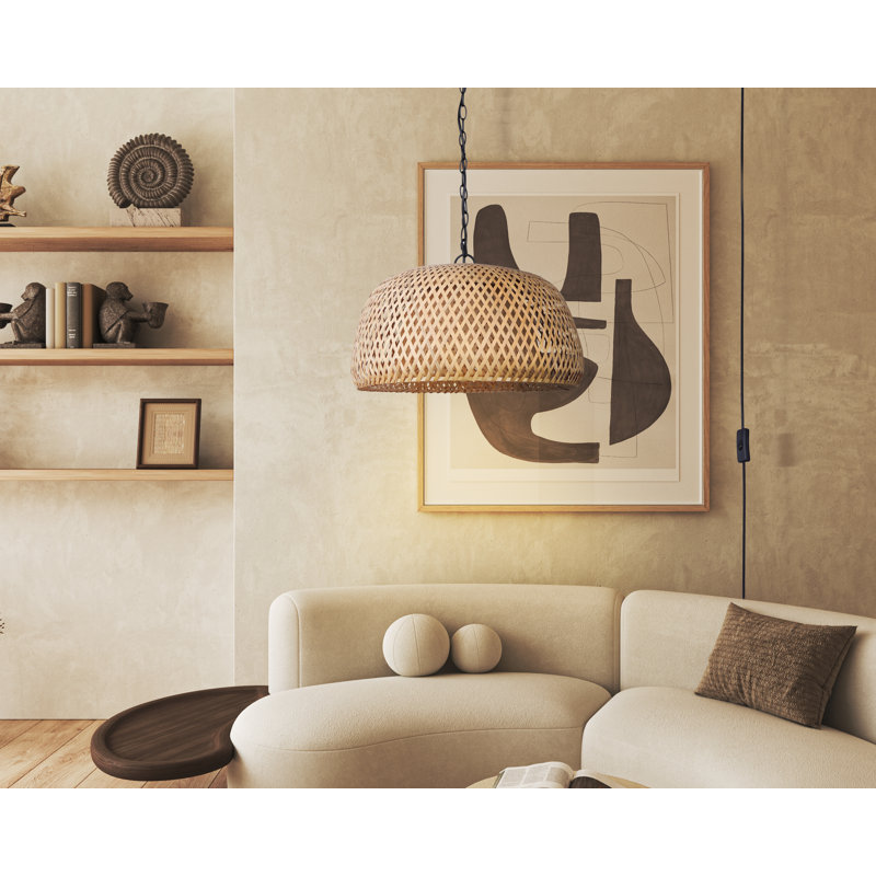 Juniour 1 - Light Boho Pendant Light Woven Bamboo Shade