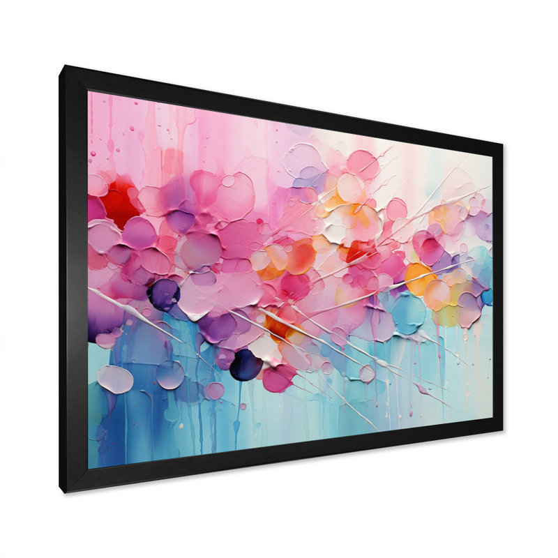 «Gazley» rose, patchwork de pastel bleu sur toile, H 30 po x l 40 po, Cadre photo unique, Noir