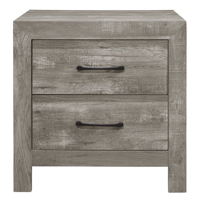 Bedroom Nightstand In Rustic Brown Style, 2 Drawers With Metal Adornments For Bedroom, Attractive Fixtures