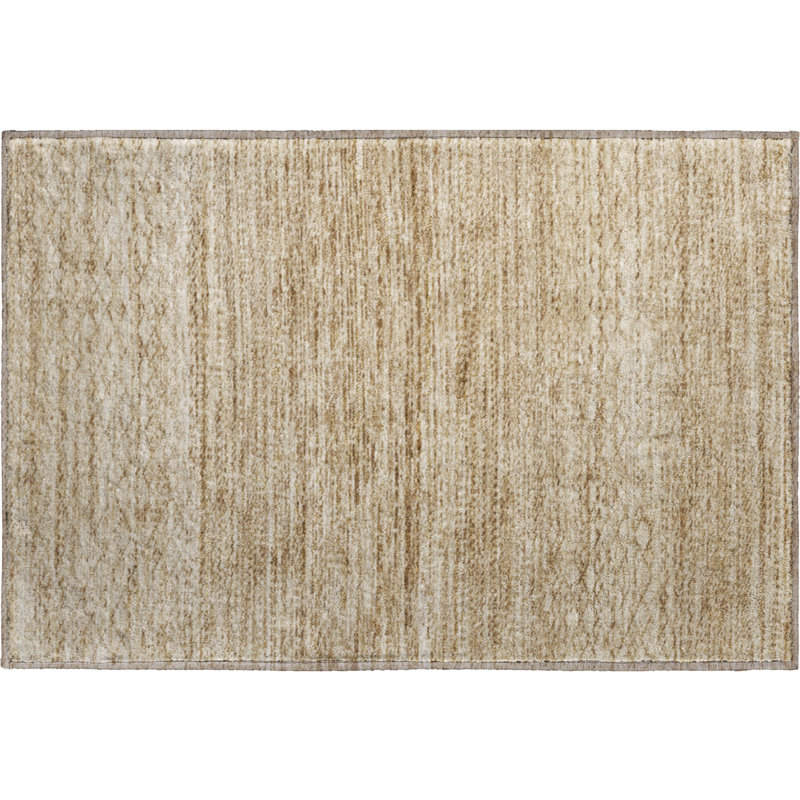 Premium Machine Washable Mayfield AMF2150 Striped Rug, Rectangle 1'8" x 2'6", Beige
