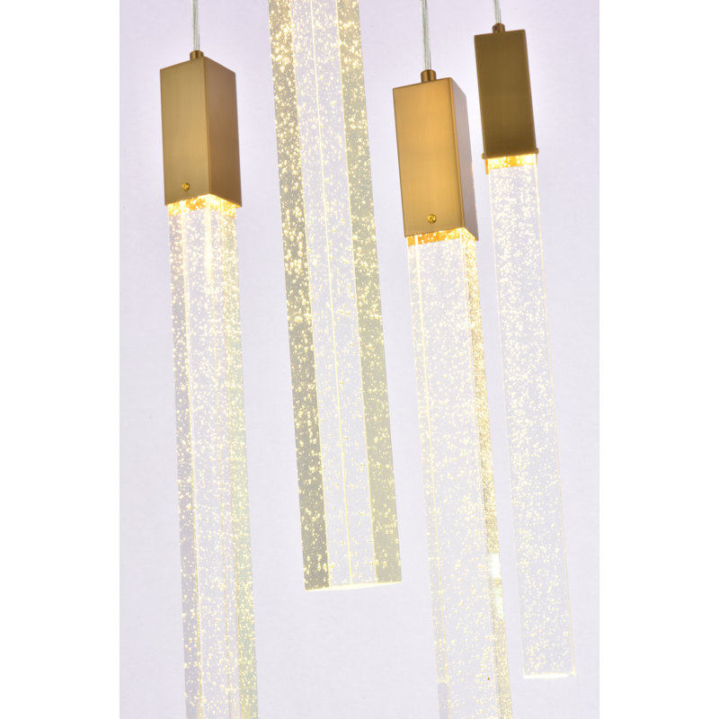Luminaire suspendu rectangulaire à 5 lumières Aliha, Or satiné