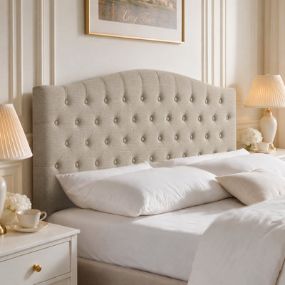 Button-Tufted Upholstered Headboard with Wall-Mount Option