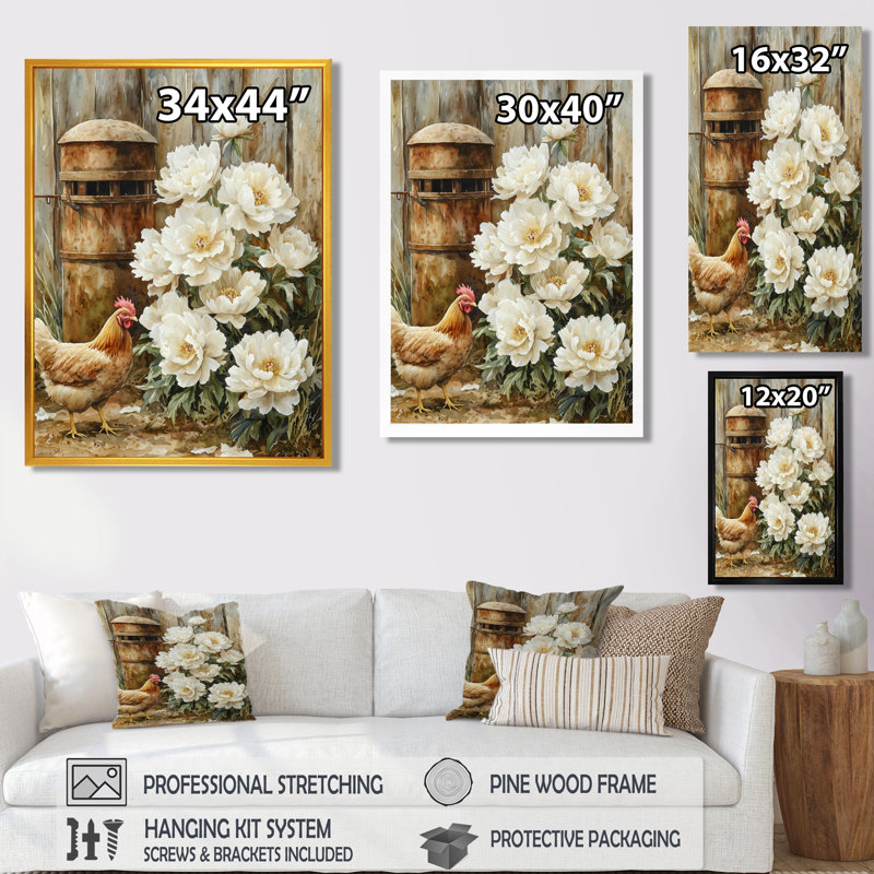 Eidson - impressions sur toile florales, Noir, noir, noir, noir, H 20 po x l 12 po, Reproduction encadrée d'une seule photo