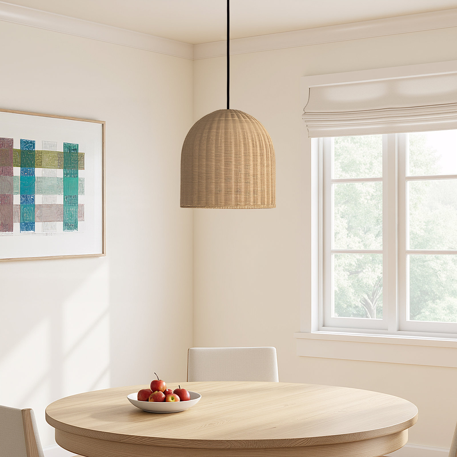 Zac Single Light Rattan Fabric Pendant