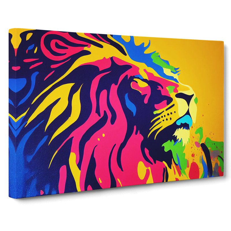 Painted Lion Abstract - Wrapped Canvas Print, 40cm H x 60cm W x 3cm D