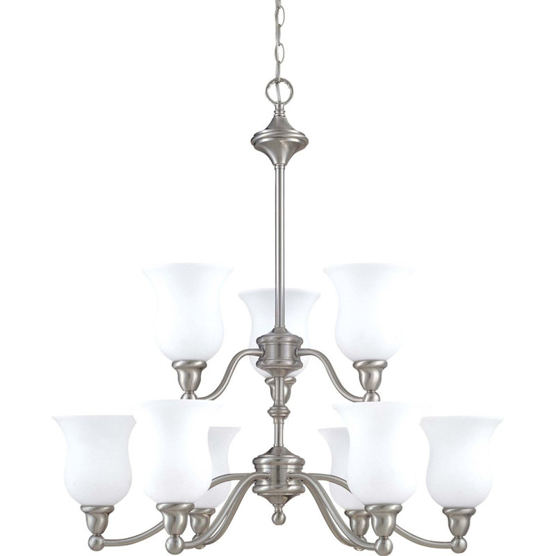 Lustre classique / traditionnel à 9 lumières Folkston, Blanc