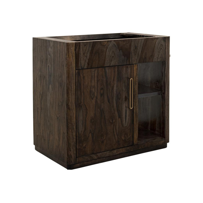 Base de salle de bain Balam 1 porte et 1 tablette (lavabo et robinets non inclus), Marron foncé