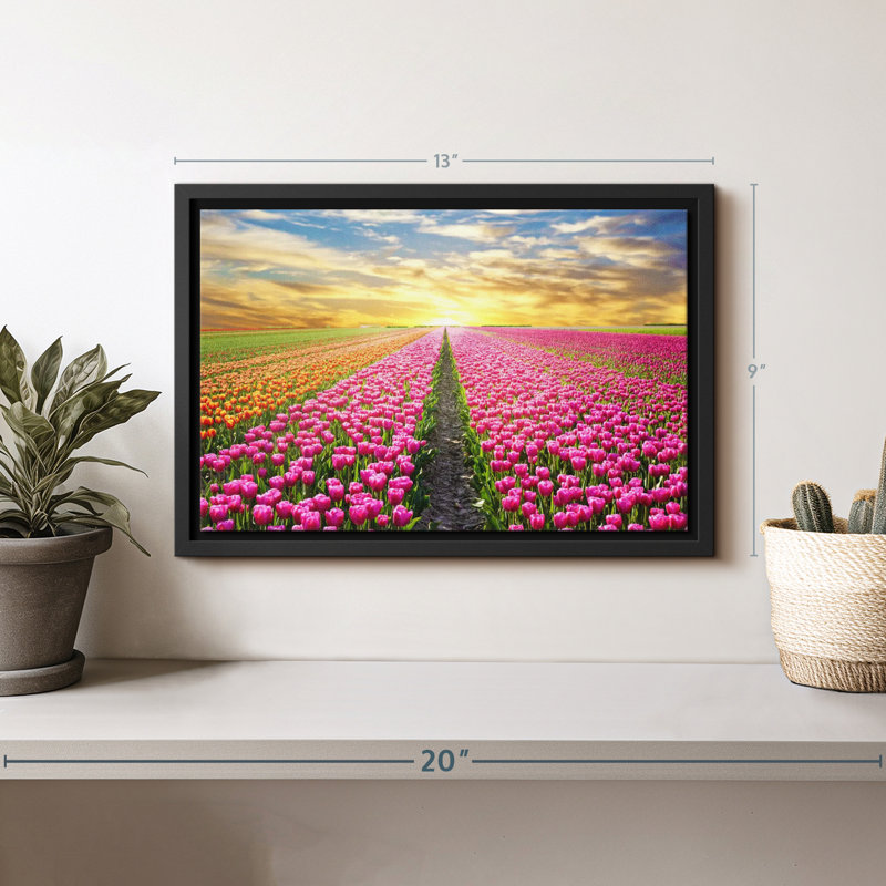 Impression sur toile Tulip Flower Field, H 9 po x l 13 po