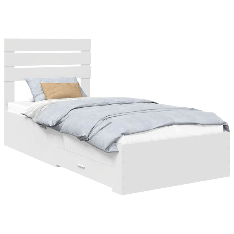 Small Single (2'6) Bed Frame, White/Silver