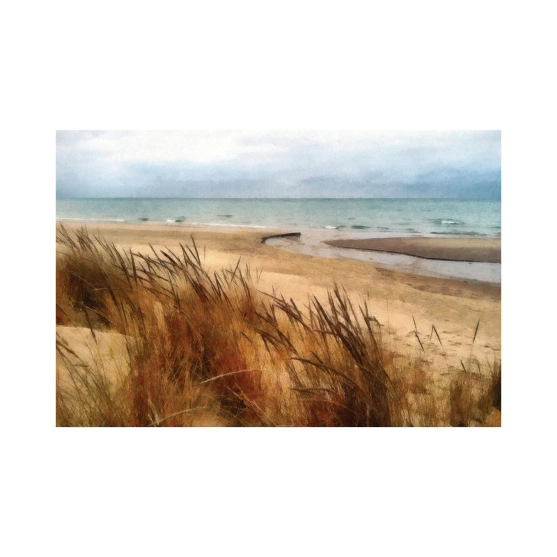 Pier Cove Beach With Autumn Grasses by Michelle Calkins - Wrapped Canvas Print, 20.32cm H x 30.48cm W x 1.905cm D