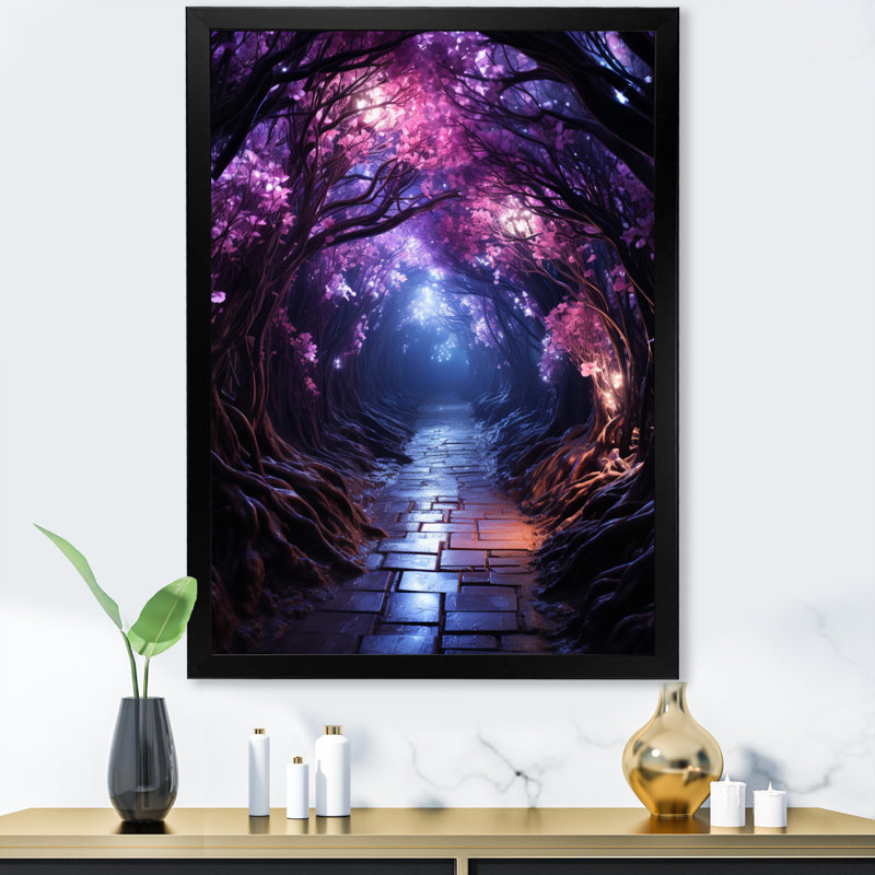 «Pink Floral Tunnel Mystical Gateway», impression sur toile, H 20 po x l 12 po x P 1 po, Cadre simple noir