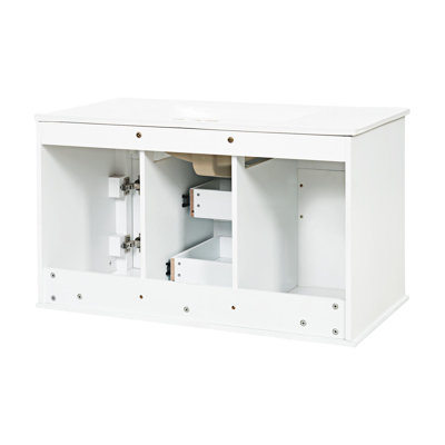 36" Multifunctional Storage Wall-Mounted Vanity with Sink, 2 Drawers and Soft-Close Doors