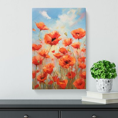 Poppy Field Gestural - Wrapped Canvas