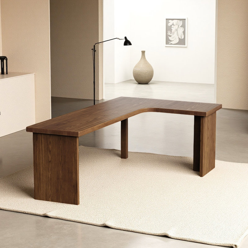 Bureau simple en bois massif en forme de L Simple, H 29,53 po x l 62,99 po x P 47,24 po