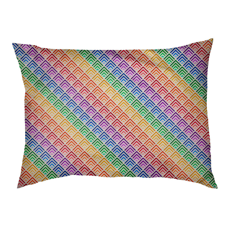 Coussin d'extérieur pour chien Campion, Moyen (L 29,5 po x P19,5 po x H 9,5 po), Jaune / violet clair / rouge