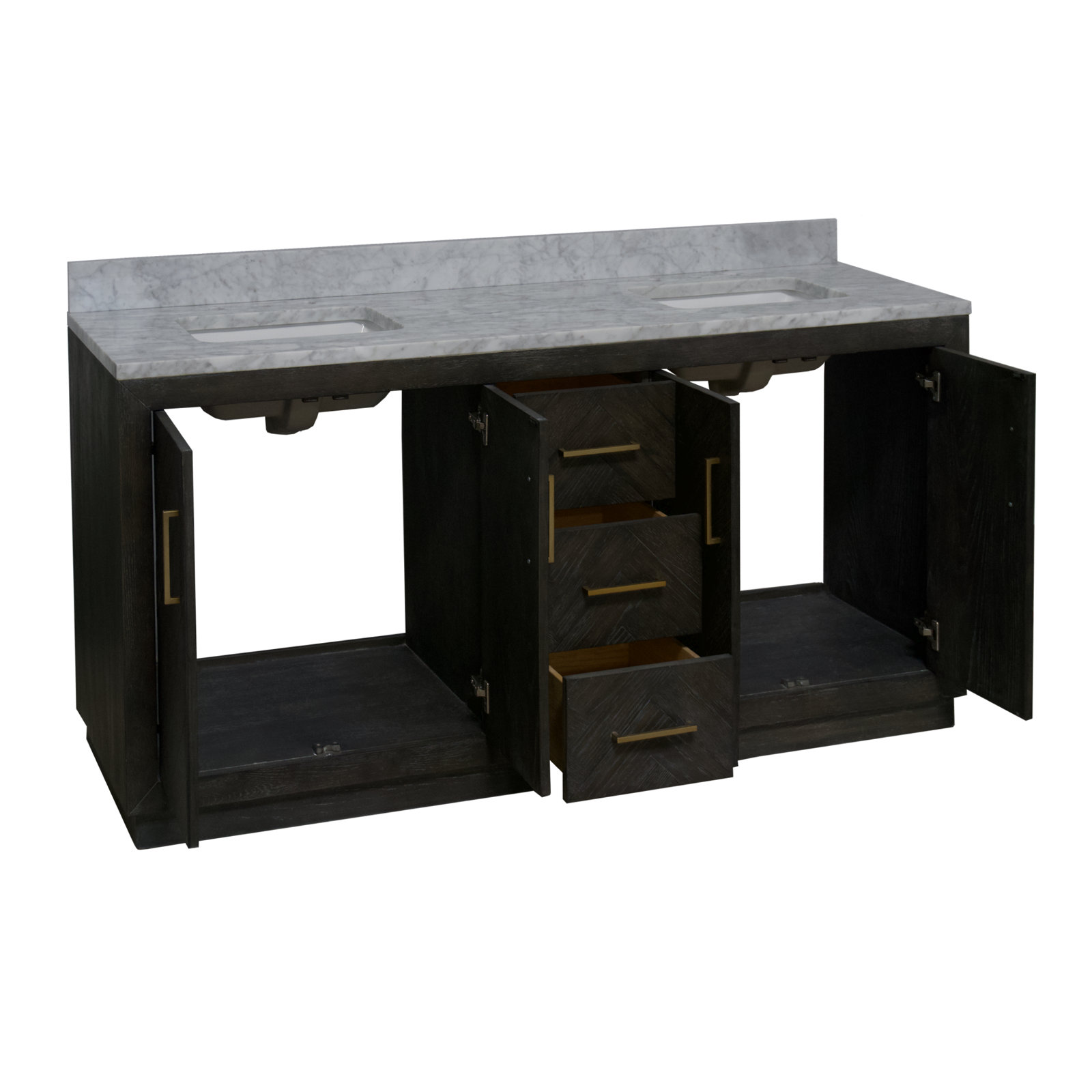 Sadelle 72'' Double Bathroom Vanity, Dark Oak