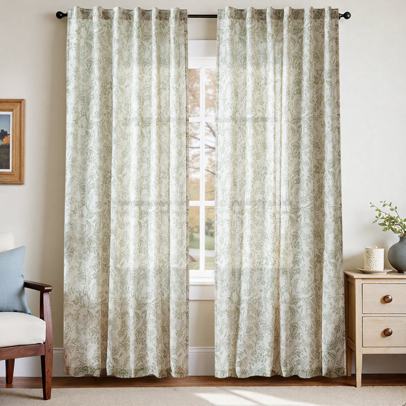 Paire de rideaux avec passe-tringle Jerrolyn , Vert, L 50 po x L 84 po