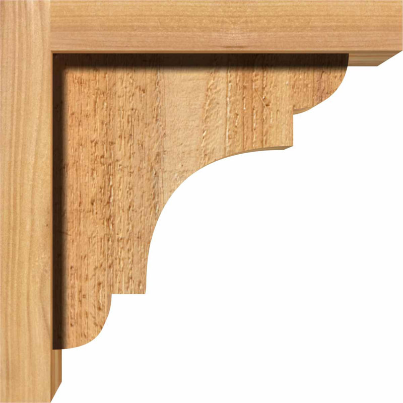 6"W x 8"D x 8"H New Brighton Rough Sawn Corbel w/Backplate, Western Red Cedar, 8" H x 6" W x 8" D, Western Red Cedar