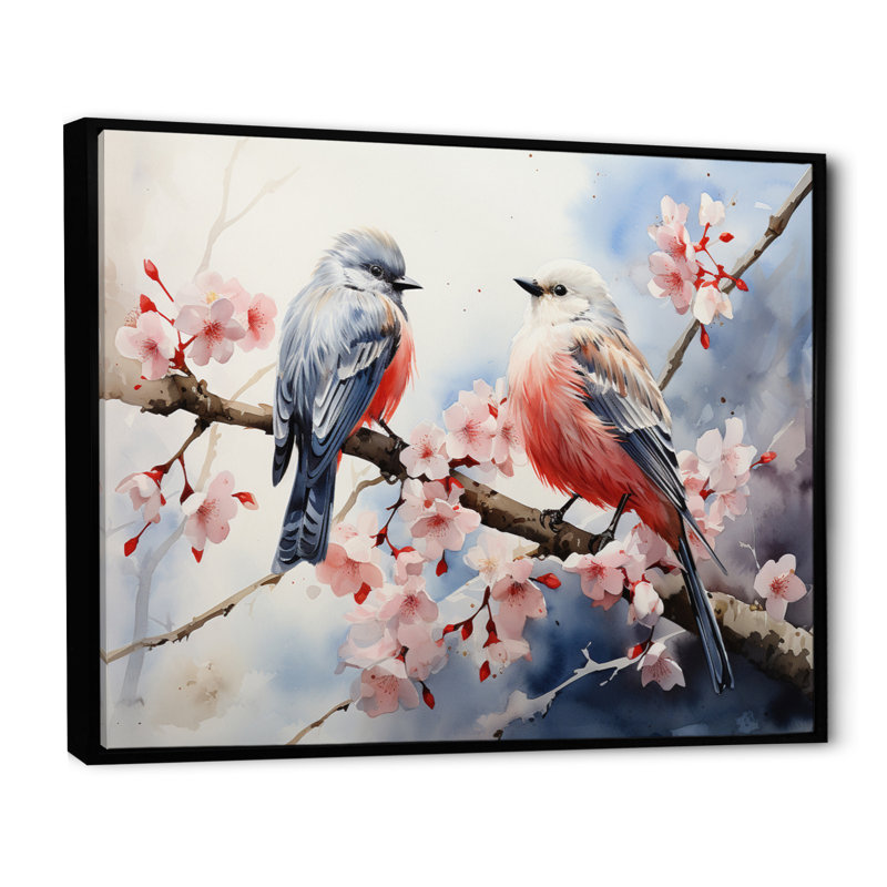 «Asian Art Sumi Bird Serenity IV», reproduction d'art sur toile, H 24 po x l 32 po x P 1 po, Cadre flottant noir