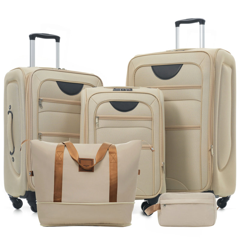 Ensemble de valises extensibles avec sac de voyage 3 pièces Softside Valise Softshell, Khaki