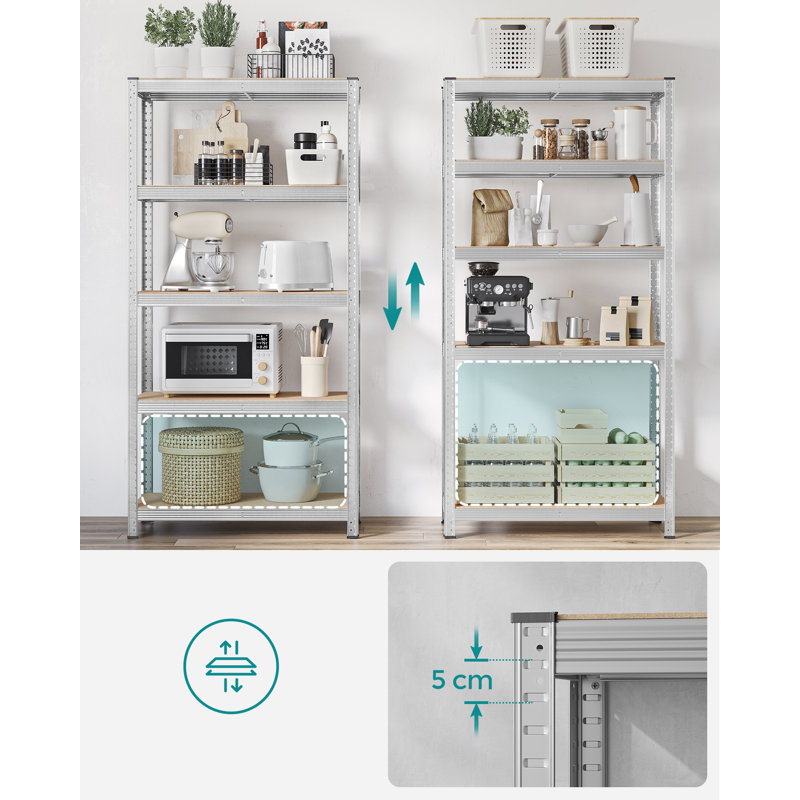 90cm W Steel Height -Adjustable Shelving Unit, Silver
