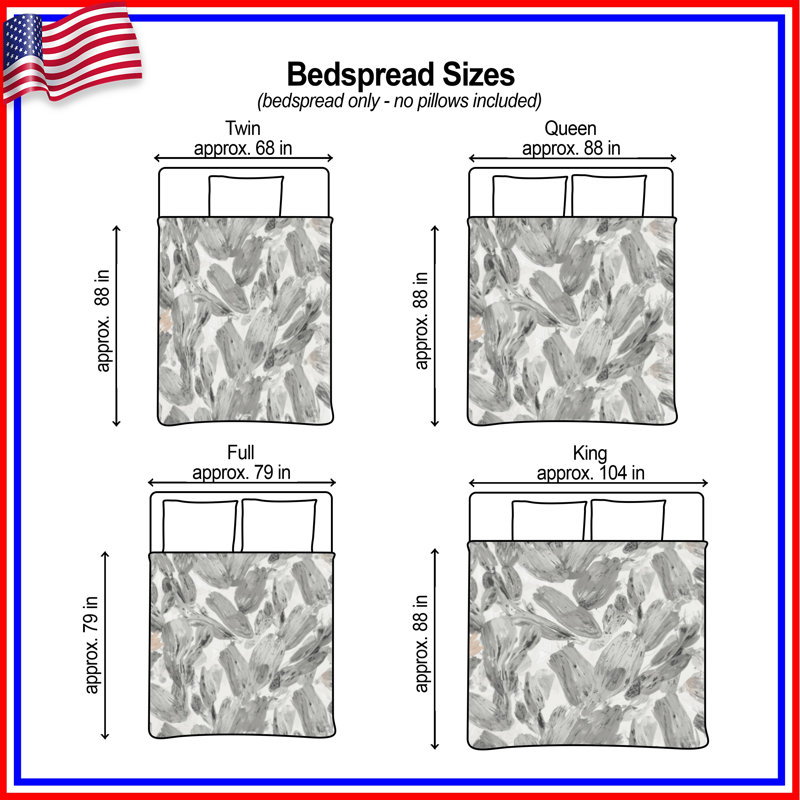 Monochrome Cactus Pattern Bedding Cactus Bedspread Botanical, Queen
