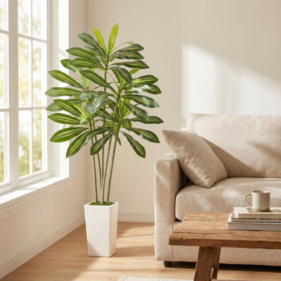 Arbre tropical artificiel artificiel de 6 pi avec plante blanche Dracaena